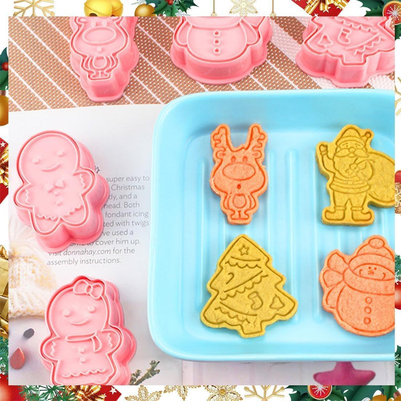 Christmas Cookie Cutters Set 12pcs Holiday Baking Set and DIY Fun 3D Christmas Cookie Stamps for Kids Fondant Mould Christmas Party Suppllies