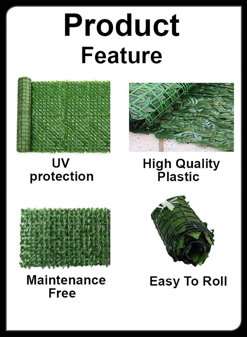 Toshionics 1x3 Meter Privacy Garden Fence Wall Artificial Plants Hedge Screening Roll Faux Ivy Leaf Vine Decoration For Backyard Outdoor UV Sunlight Protection In Garden Home Balcony Decor