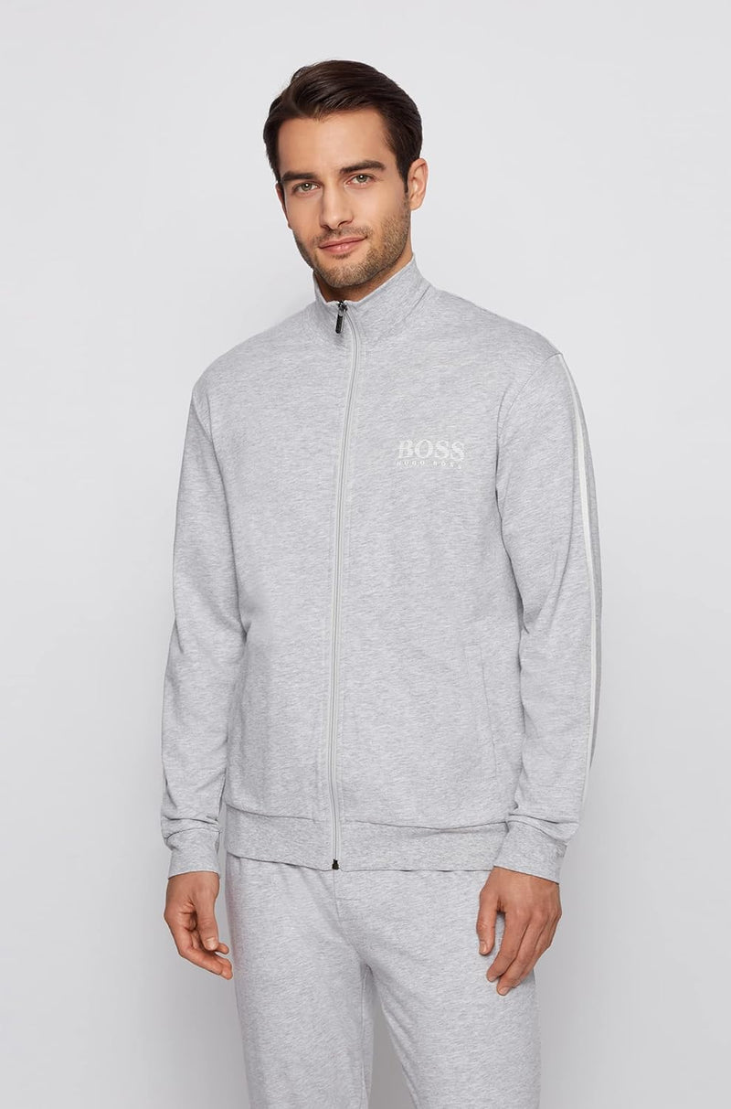 BOSS Men's Authentic Jacket Z Cotton Terry Jacket with Zip and Logo Print