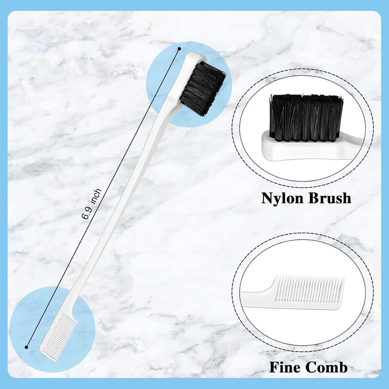 Geiserailie 3 Pcs Slick Back Hair Brush Set Bristle Brush Edge Control Teasing Comb for Women Black Hair(Black)