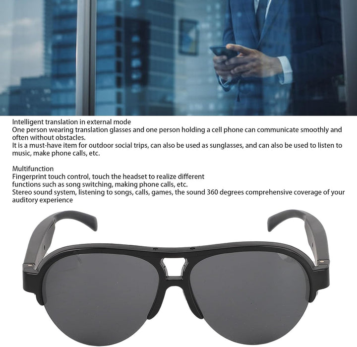 Smart Translation Glasses, Sunglasses - 137 Languages Translation Device with Dual Mic & Speaker, Open Ear Headset Sunglasses for Music & Calling