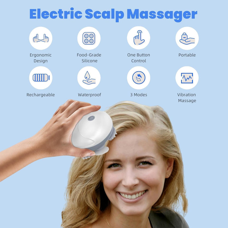 MOMENT Smart Scalp Massager for Men Women, Handheld Cat Dog Pet Head Massager with 3 Speeds, Waterproof Massager for Soothing Muscles Joints, Hair Growth & Stress Relax