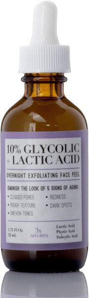 Medix 10% Glycolic Acid Face Peel Exfoliating Serum W/Lactic Acid + Salicylic Acid Gentle Skin Care Exfoliate Facial Peel Treatment Targets Fine Lines, Wrinkles, Large Pores, Age Spots 1.75 FL Oz