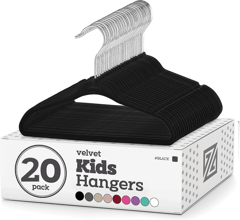 ZOBER 20-Pack Velvet Kids Hangers - Premium Childrens Hangers for Closet, Ultra Thin Cute Hangers Kids Clothes Hanger,Small Hangers for Kids Clothes – Pink