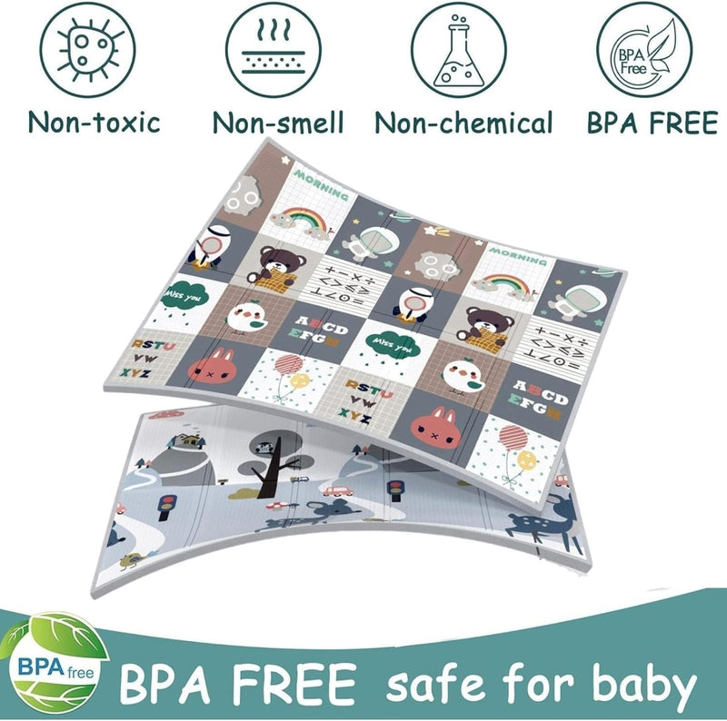 EURCRBU Baby Play Mat, Extra Large 180 * 200cm Folding Baby Crawling Mat, Reversible Play Mat Foam Non-slip Play Mat, Suitable for Children, Infants, Games, Indoor and Outdoor Use-Enlightenment Diary