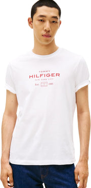 mens Hilfiger Stack Graphic Tee Mw0mw40002 S/S T-Shirt (pack of 1) - White