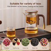 Angju Enchanti Tea Pot, Glass Teapot with Infuser, Magic Witchcraft Enchanted Tea Kettle with Strainer for Water Separation, Magical Push Control Tea Maker for Loose Leaf & Herbal Teas -600ML