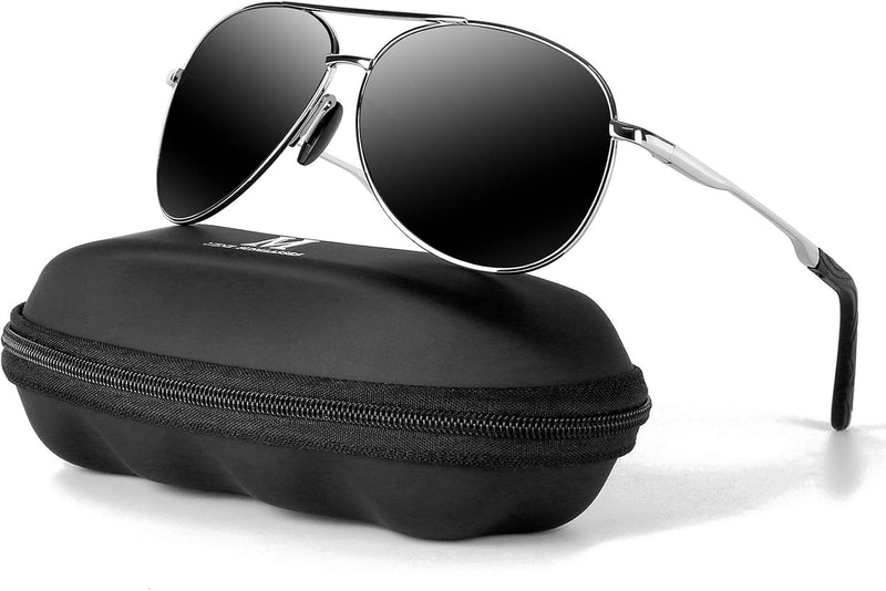 Aviator Sunglasses for Men Polarized Women UV Protection Lightweight Driving Fishing Sports Unisex glasses MX208 - 3-silver Frame/Black Lens