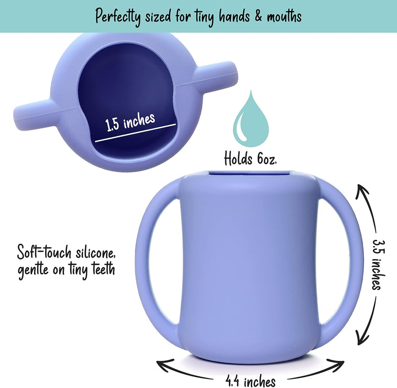 PrimaStella Unbreakable Silicone Baby and Toddler Training Cup (Periwinkle)