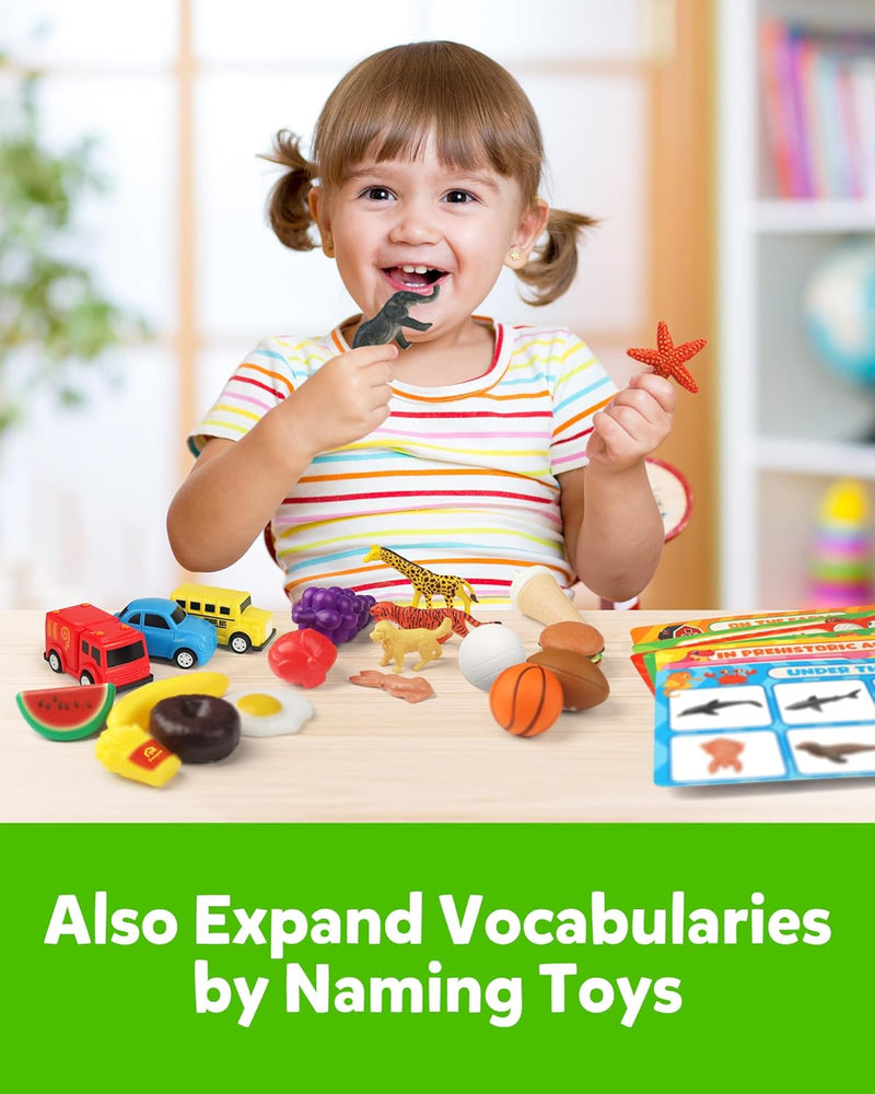 Coogam Sorting Toy for Toddlers, Animals Dinosaurs Fruits Vehicles Foods Fishes Balls Farm Playset, Fine Motor Montessori Game Preschool Educational Learning Gift for 2 3 4 Year old