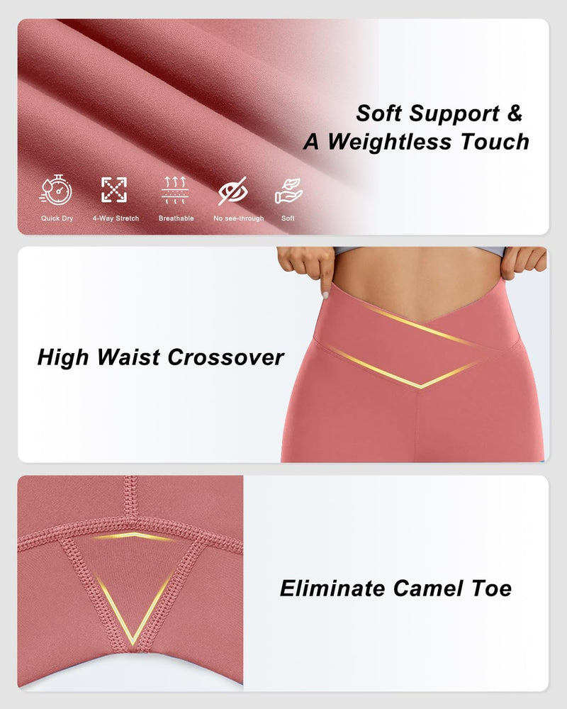 Aoliks Crossover Flare Leggings for Women,High Waisted Bootcut Yoga Pants Workout Bell Bottom Leggings