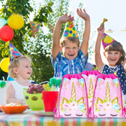 12-Pack Unicorn Drawstring Party Bags Prime Styles - Reusable Waterproof Favor Bags for Birthday Party Favors, Baby Showers & Gifts - 13.4" x 11"