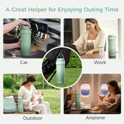 Momcozy 22oz Portable Breast Milk Cooler for Outdoor, Life Saver with 360 Total Cooling for 24 Hours, Larger Capacity Travel Breastmilk Chiller with 2pcs Baby Bottles for Breastmilk Storage, Green