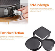 Yanek 3-Piece Springform Cake Pan Set Includes Square, Heart, & Round Molds Non-Stick, & Leakproof, Easy release For Baking Cakes Tarts & Desserts Durable Bakeware for Home & Professional Use