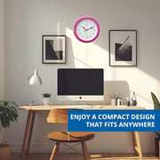Ajanta Abstract Plastic Round Analog Wall Clock (20.5 Cm X 20.5 Cm X 3.5 Cm, Pink)