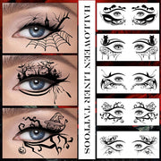 NimbusNote 10 Pairs Halloween Eye Shadow Temporary Tattoos Eyeliner Tattoo Stickers Spider Web Bat Pattern Eyeliner Fake Tattoos for Women Men Face Eye Makeup Halloween Decals Party Supplies