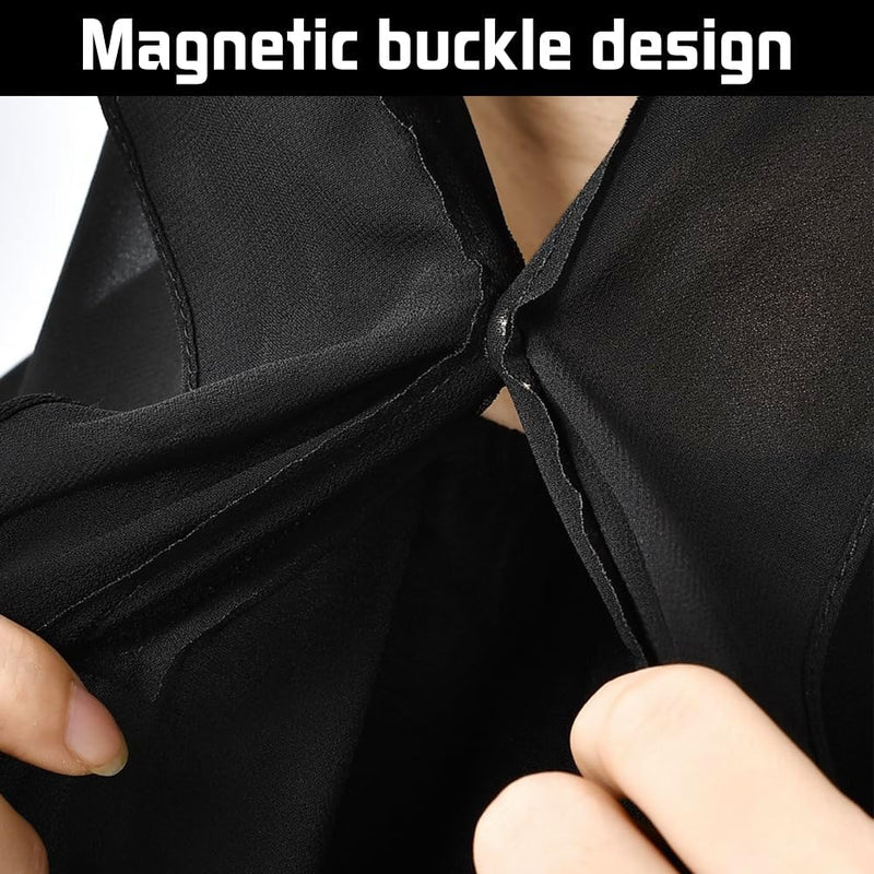 2Pcs Women Instant Chiffon Hijab with Built-in-Magnet and Sewn Undercap Head Wrap Under Scarf Caps