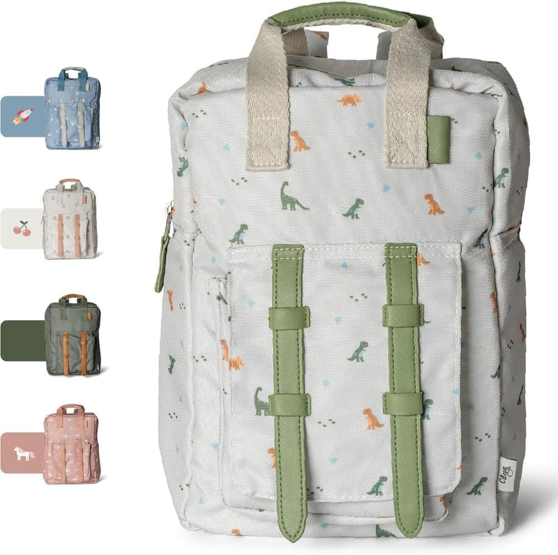 Kids School Backpack 5-8 years, Easy to Carry & Durable, Made of Sustainable Materials, Spacious, Perfect for Nurseries and Travel, Classic Cherry Print - Dino Kids Backpack