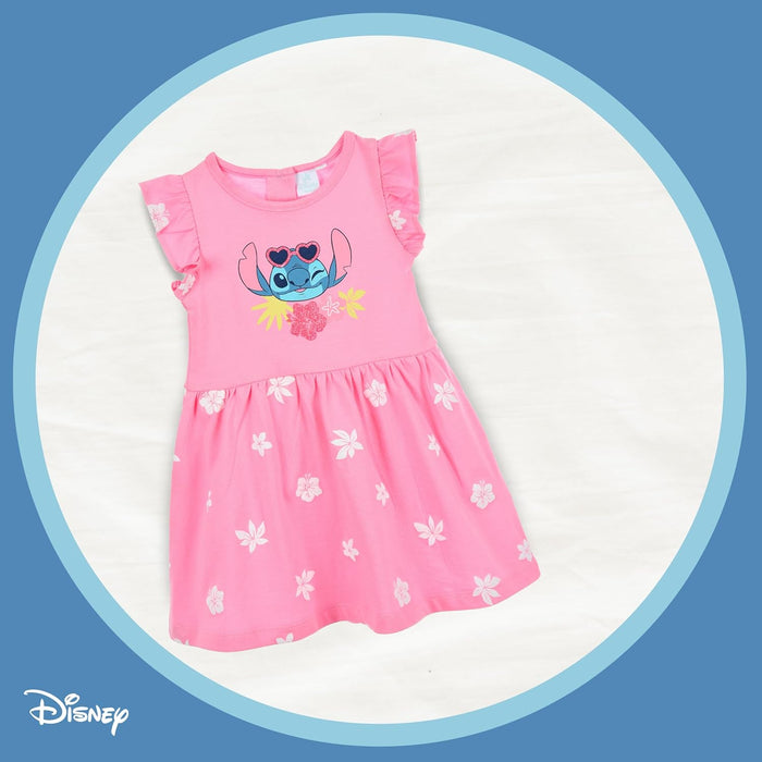 Disney Stitch Baby Girls Dress Soft Short Sleeve Cotton Dress 6-24 Months