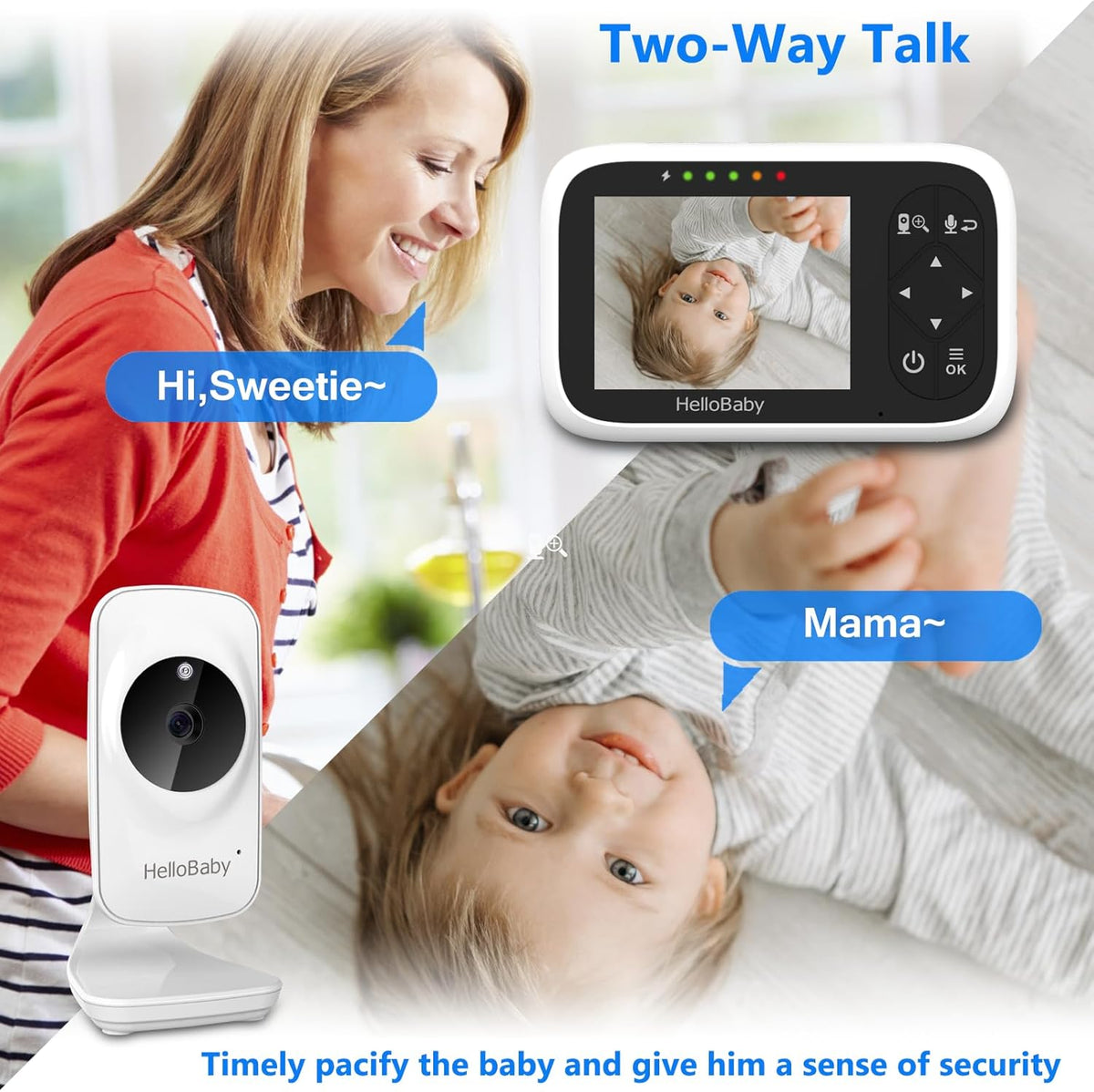 HelloBaby 3.2" LCD Digital Video Monitor with Night Vision, 2-Way Talk, VOX, 1000ft Range – image 4