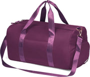 Duffle Bag for Women, Sports Duffel Bag for Gym with Wet Pocket & Shoe Compartment, Overnight Weekender Travel Bag - Violet