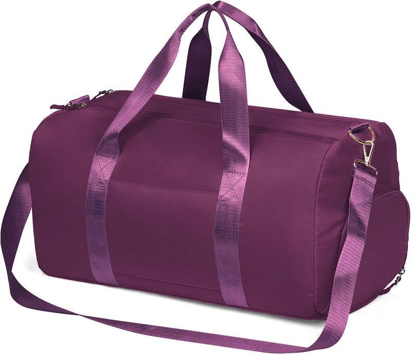 Duffle Bag for Women, Sports Duffel Bag for Gym with Wet Pocket & Shoe Compartment, Overnight Weekender Travel Bag - Violet