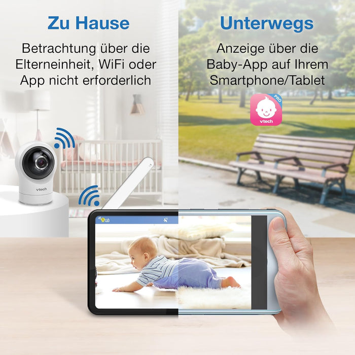 Vtech RM7764HD with Camera 1080p WiFi Remote Access, 7 Inch Video, 360° Pan and Tilt, with Camera HD Night Vision 2-Way Talk Temperature Sensor, iOS & Android