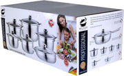 Wilson by Cuisine Art Stainless Steel 12-Piece Cookware Set - Casserole, Saucepan, Fry PanCooking set Heavy Duty With Stainless Steel Handle Gas, Stovetops Compatible For Family Meals