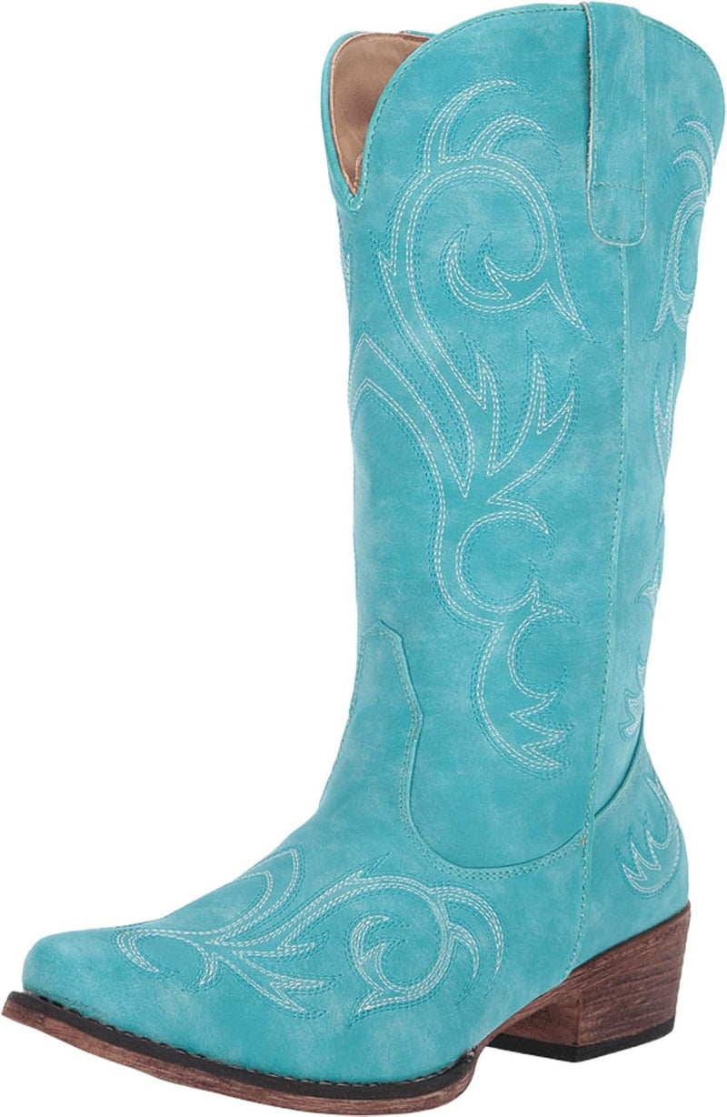 Riley Round Toe Cowboy Boots womens Western Boot - Blue