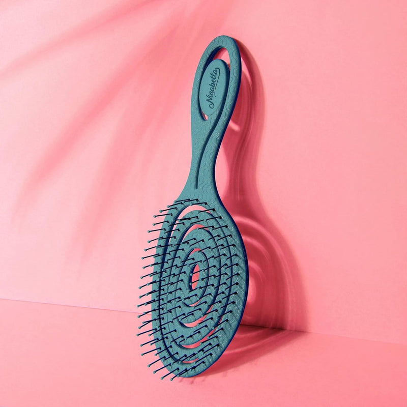 Ninabella Organic Detangling Hair Brush for Women, Men & Children - Does not Pull on Hair - Hair Straightening Brushes for Straight, Curly & Wet Hair - Unique Spiral Hairbrush, Rose Gold