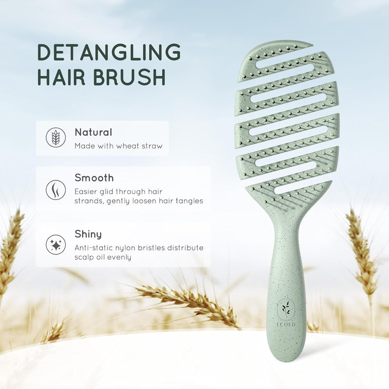 Hair Brush, Degradable Vented Hair brush, Detangling Brush, Detangler Brush for Curly, Thick, and Straight Hair, Dry and Wet Detangling Quickly Detangles and Smooths hair, Hair Brush for Women and Men