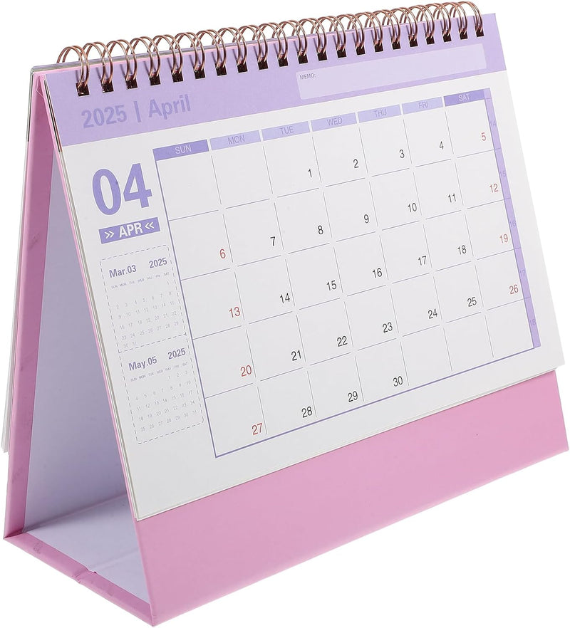 STOBOK Small Desk Calendar,2024-2025 Desk Calenda Flip Calendar Desktop Calendar Desk Tent Calendar Monthly Calendar for Home Office -Pink