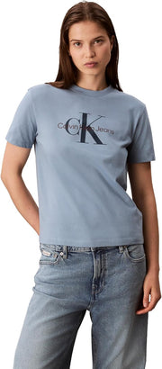 womens Monogram Logo Crewneck T-shirt Monogram Logo Crewneck T-shirt (pack of 1) - Faded Denim
