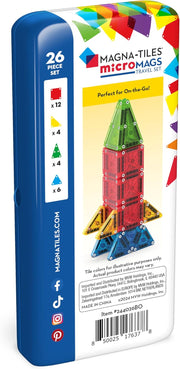 MAGNA-TILES microMAGS 26-Piece Travel Magnetic Construction Set Bold Colors, The Original Magnetic Building Brand