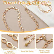 Luxurious Gold Tone Metal Chain Belt for Women, Adjustable Belly Dance Body Link Dress Belt, Elegant Statement Jewelry Accessory for Party and Wedding