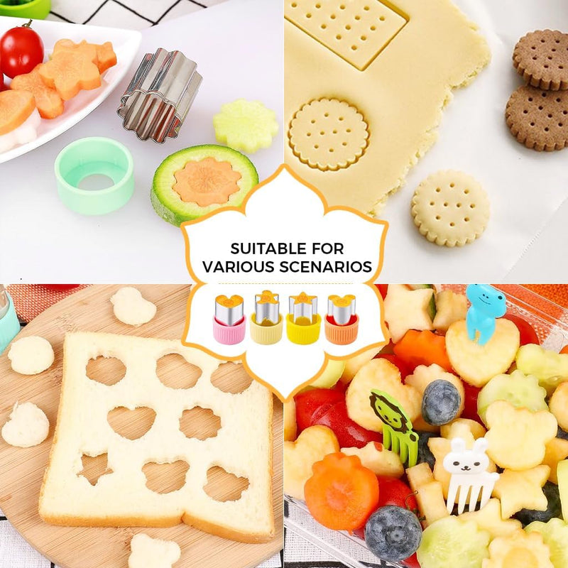 HANNEA 24Pcs Sandwich Cutter Shapes Set for Kids, Stainless Steel Sandwich, Vegetable & Fruit Cutters, DIY Biscuit Bread Pancake Molds with Fruit Fork, Children's Baking Accessories Kitchen Crafts