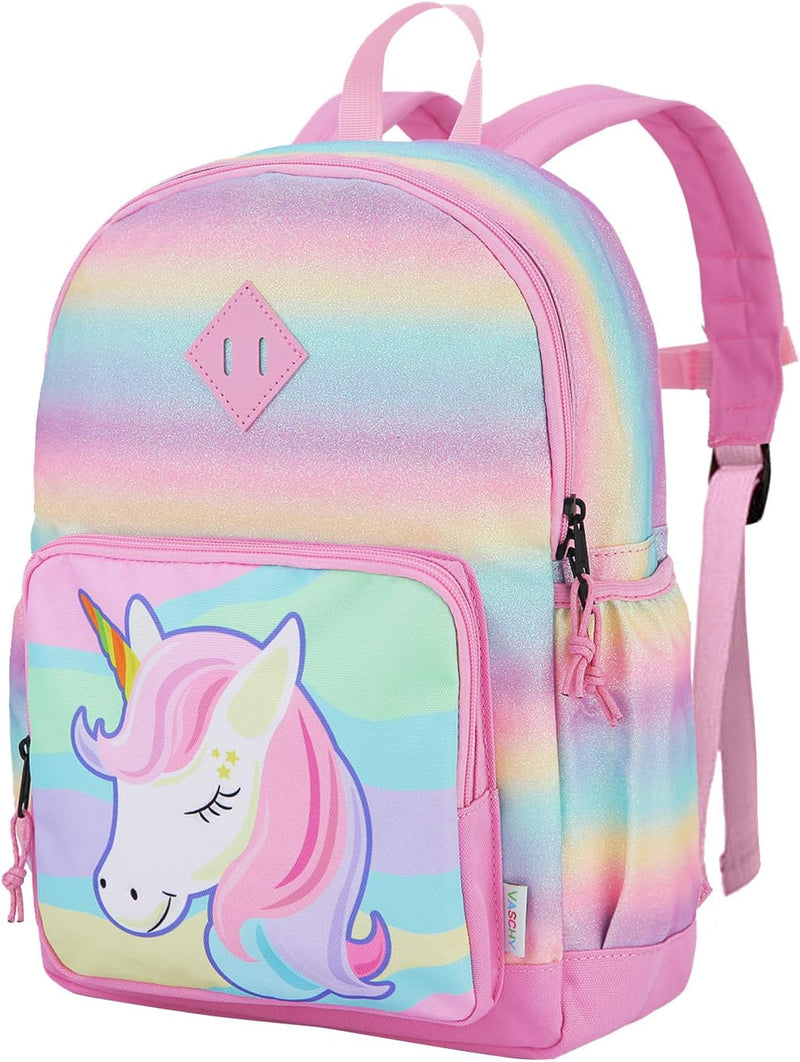 Girls' Backpack, Children's Backpack, Kindergarten Backpack, Elementary School Backpack with Chest Strap, Lightweight Girl Gift 2-8 Years Travel/Camping Backpack - Rainbow Unicorn