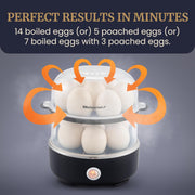 Elite Gourmet EGC322CBL Easy Egg Cooker Electric 7-Egg Capacity, Soft, Medium, Hard-Boiled Egg Cooker with Auto Shut-Off, Measuring Cup Included, BPA Free, Classic Blue