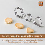 PureBake Cookie Cutters Shapes Baking Set, 12PCS Flower Round Heart Star Shape Biscuit Stainless Steel Metal Molds Cutters for Kitchen Baking Halloween Christmas Small Cookie Cutters