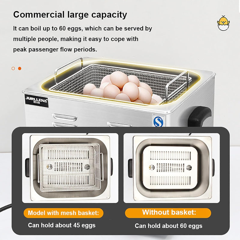 ZILOOK Commercial Egg Cooker, 2600w Boiled Hot Spring Eggs, 60 Eggs, 30-110°C Temperature Control / 0-60 Minutes Timer, Soft-Boiled Eggs/Hard-Boiled Eggs/Tea Eggs