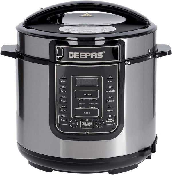 1000W 7-in-1 Electric Pressure Cooker, Steamer 6L Digital Multicooker Stainless Steel/Black 14 Cooking Modes, Automatic Keep Warm & 24 Hours Preset Function 2 Years Warranty