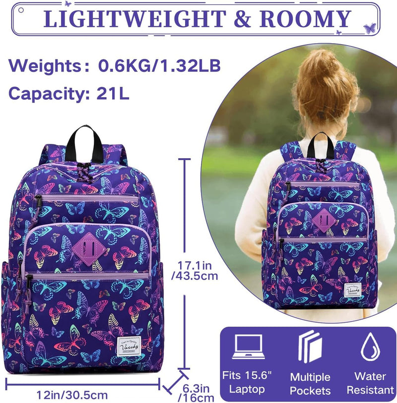 VASCHY School Backpack for Women, Unisex Large Bookbag Schoolbag Casual Daypack for High School/College/Teens/Travel/Work
