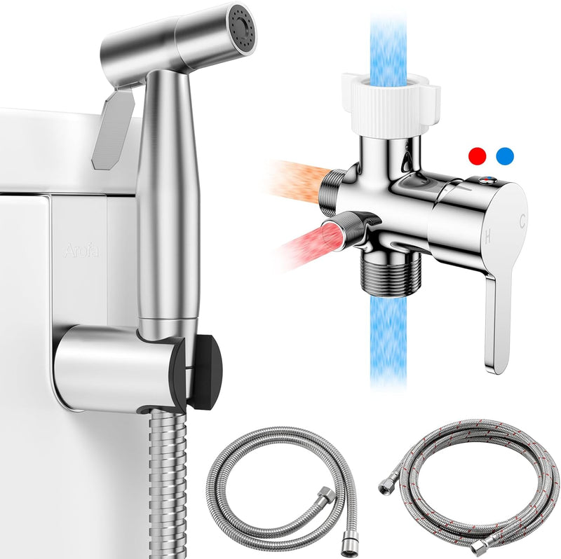 Arofa Black Bidet Sprayer, Handheld Bidet Sprayer for Toilet - Bidets for Existing Toilets Adjustable Water Pressure Control with Bidet Hose, Cloth Diaper Bidet Toilet Sprayer for Baby/Feminine Wash