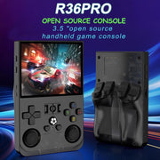 r36pro Retro Handheld Game Console Linux System 128G Card 20000+ Game,Portable Retro Game Console 3.5 IPS Screen Support 802.11n WiFi connecto (Clear Black-128G) - Blue