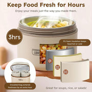 Stainless Steel Lunch Box 4pcs Set, 3-Layers of Insulation Leakproof Box with Thermal Insulated Lunch Bag, 304 Steel Containers Stackable & Perfect for Work, School, Travel, Picnics
