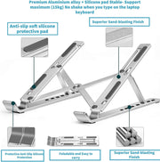 Sulfar Adjustable Laptop Stand Portable Aluminium Laptop Riser & Holder for Desk Foldable Ventilated Cooling Stand for MacBook Pro/Air, HP, Dell, Sony & More (1015.6)