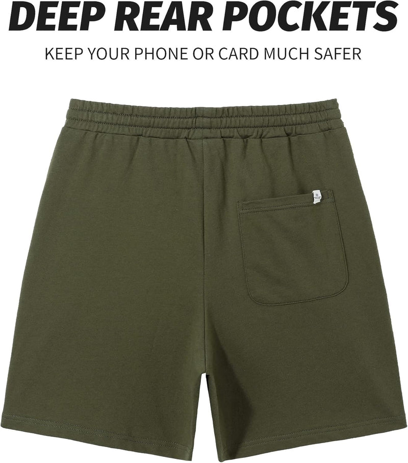 Men's Athletic Gym Shorts with Zipper Pockets 5.5" Elastic Waist Casual Cotton Sweat Short Pants for Pajama Jogger Sport