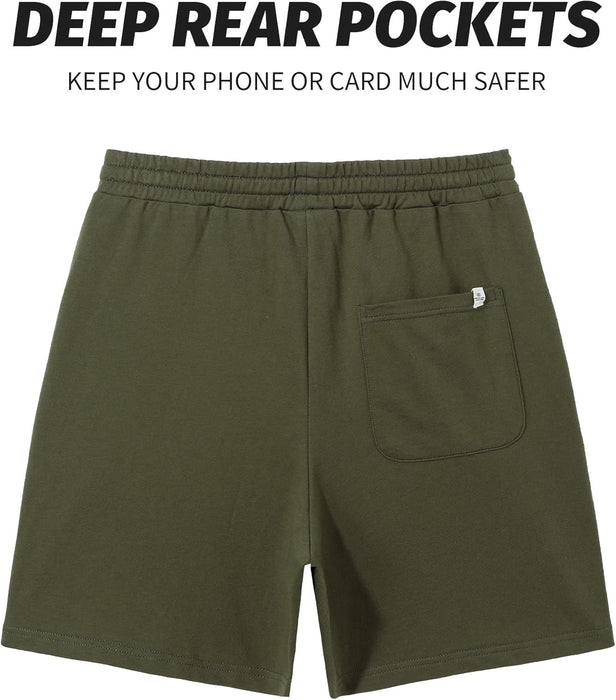 Men's Athletic Gym Shorts with Zipper Pockets 5.5" Elastic Waist Casual Cotton Sweat Short Pants for Pajama Jogger Sport