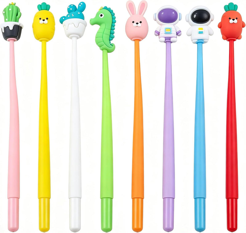 30 Pieces 0.5 mm Cartoon Head Pens Random Bulk Cartoon Cute Gel Ink Swinging Pen Prize Pen Stationery Gift Creative Assorted Styles Novelty Writing Pen for Gift Cute Cartoon Gel Ink Pens