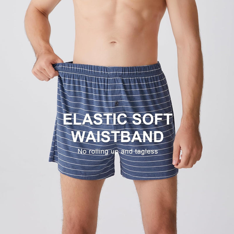 BAMBOO COOL Mens Boxers Short Classic Fit Soft Casual Underwear Loose Comfortable Breathable Boxer Shorts for Men 3 Pack